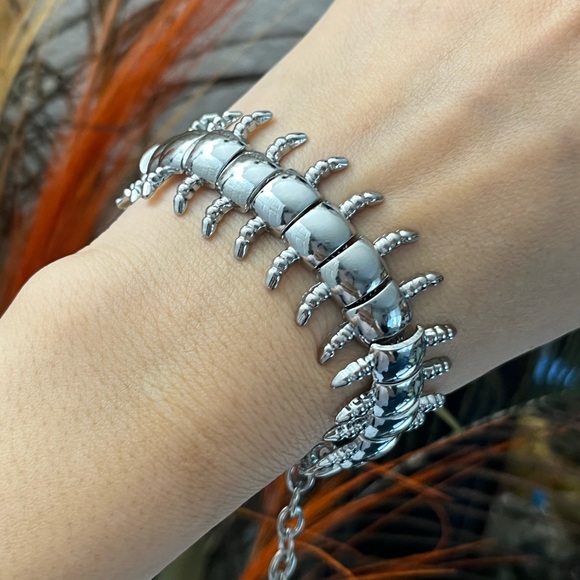 Handmade Jewelry - Unsex silver centipede bracelet,Large centipede bracelet,Centipede choke…